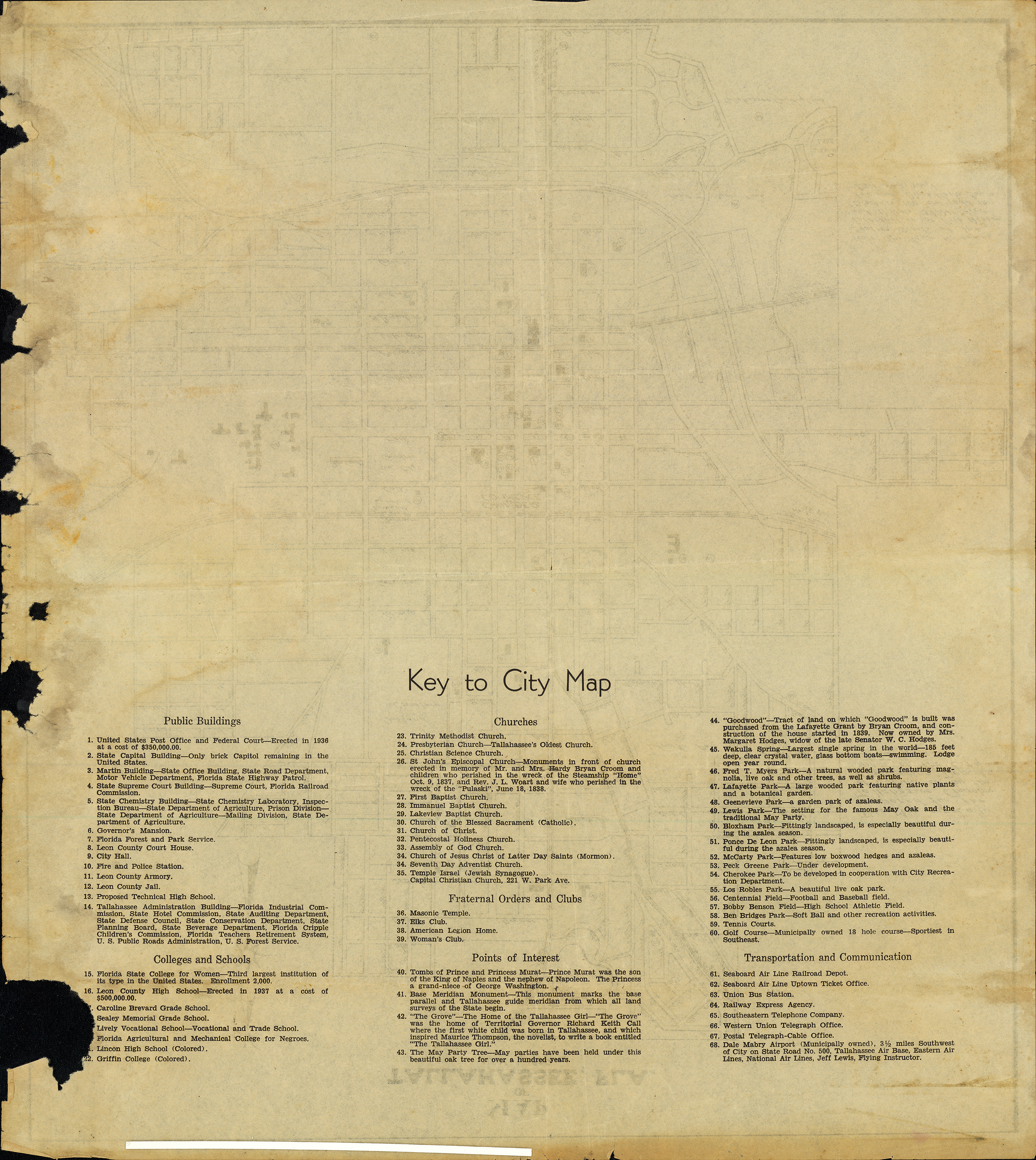 Map of Tallahassee, 1940