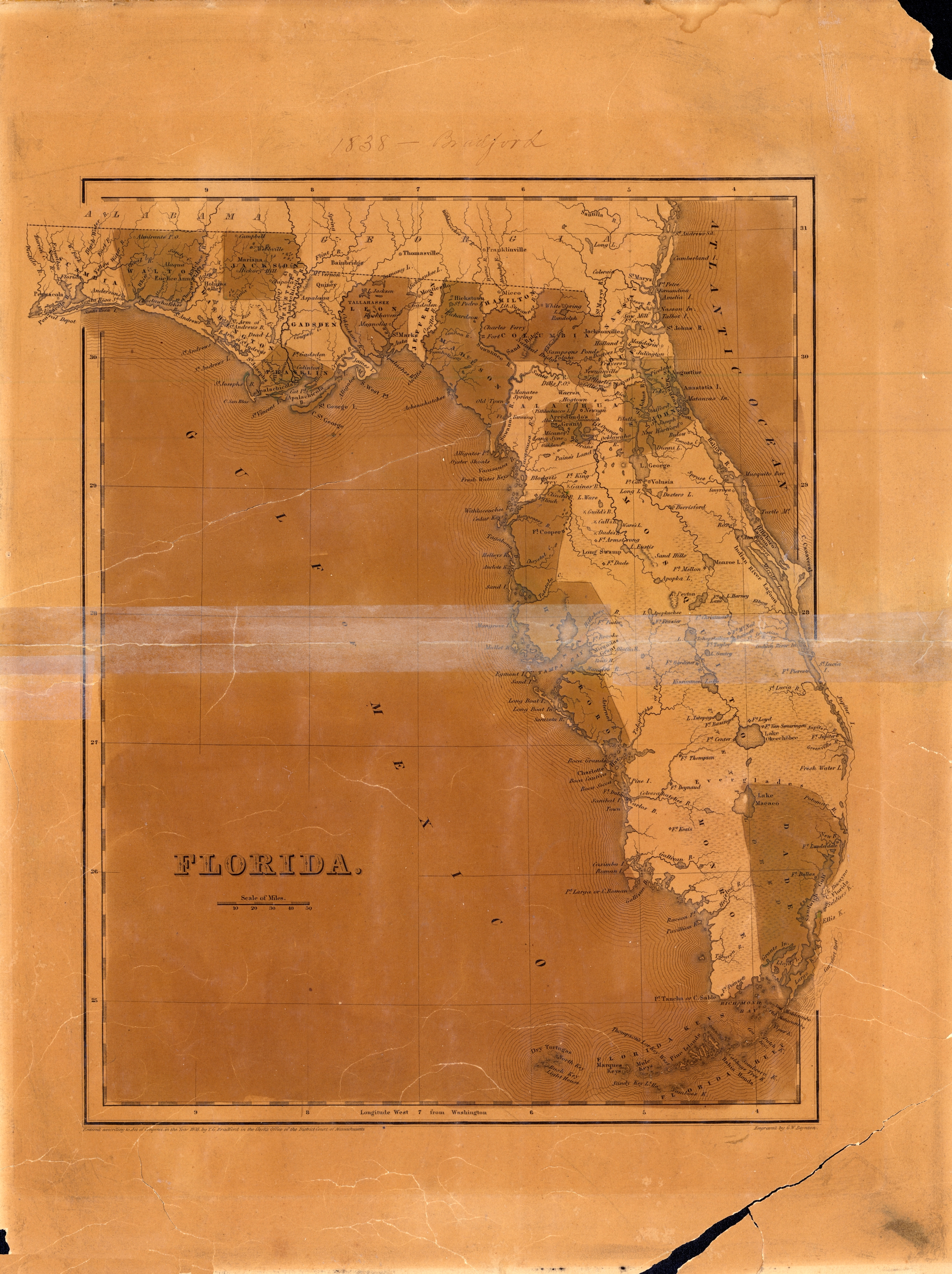 Map of Florida, 1838