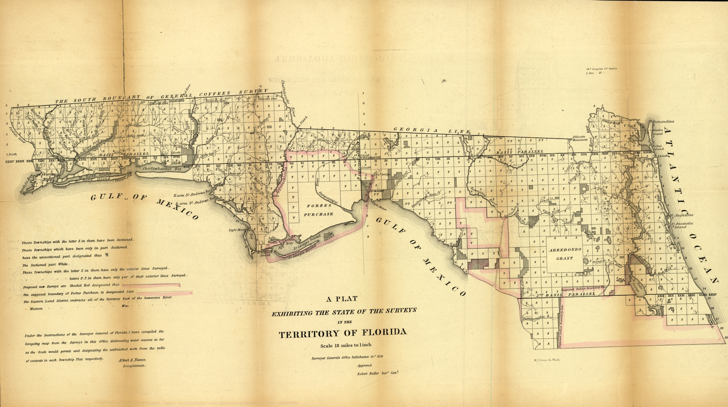 State of the Surveys of Territorial Florida, 1839