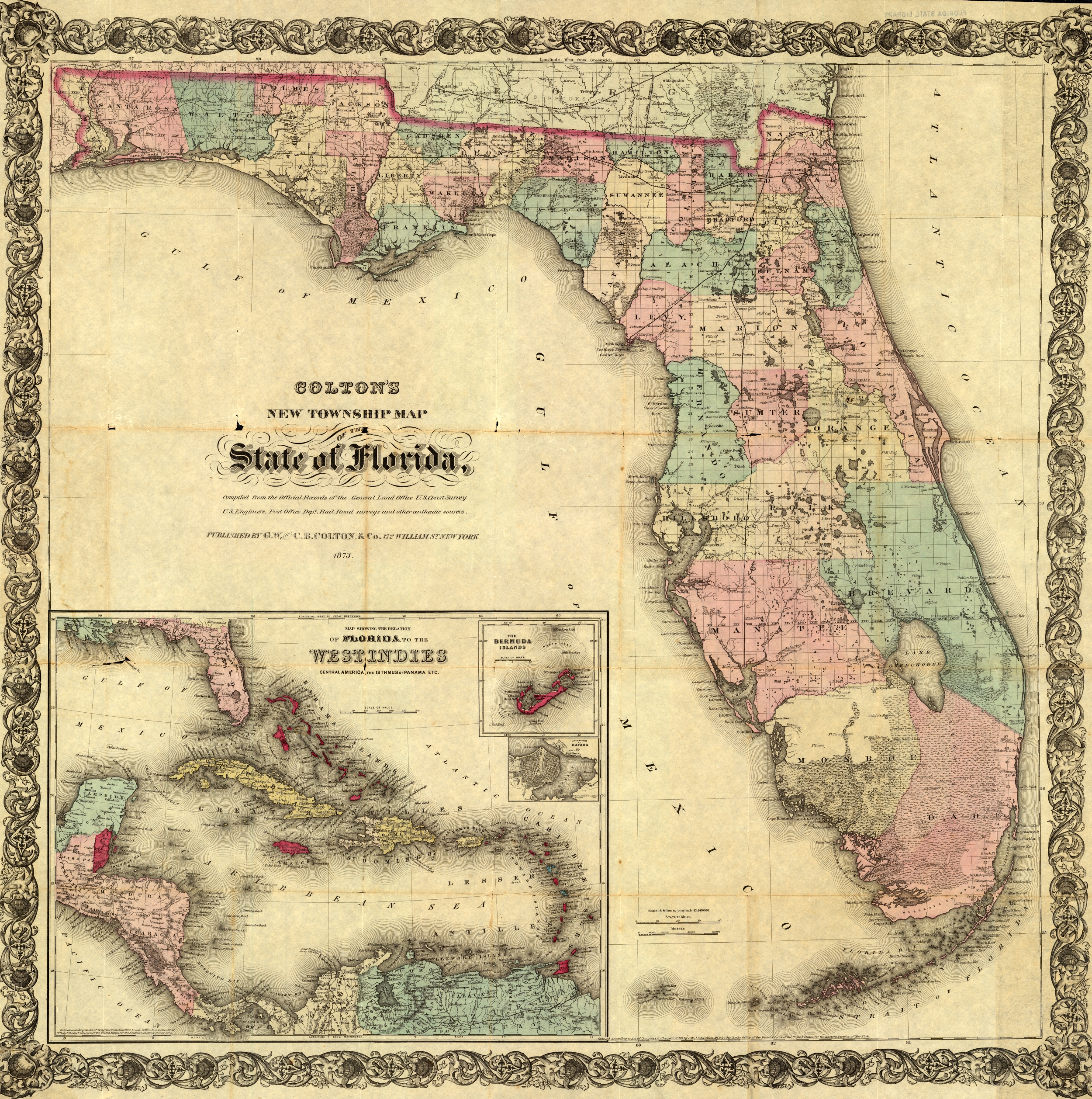 Colton's Florida, 1873