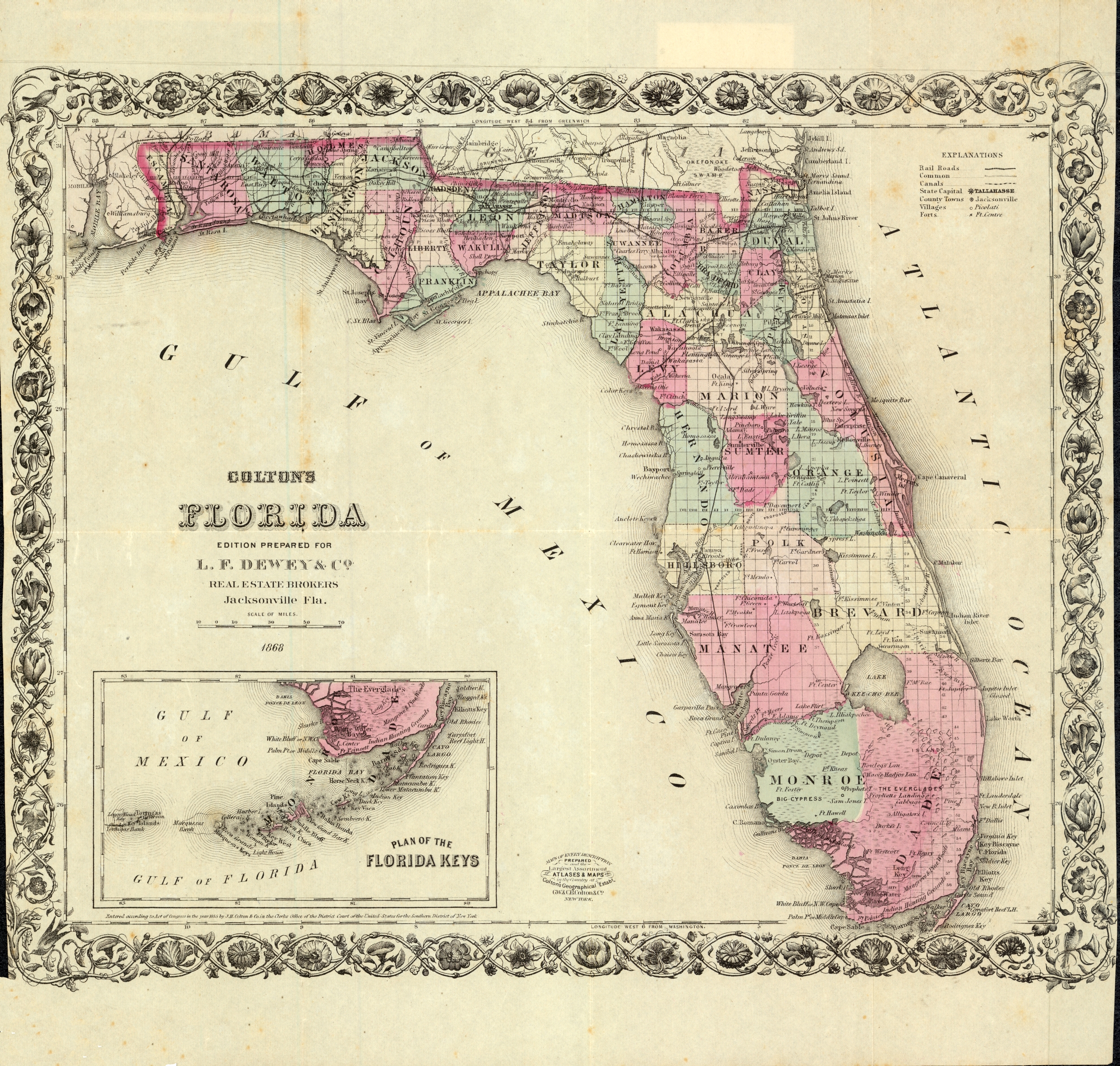Colton's Florida, 1868