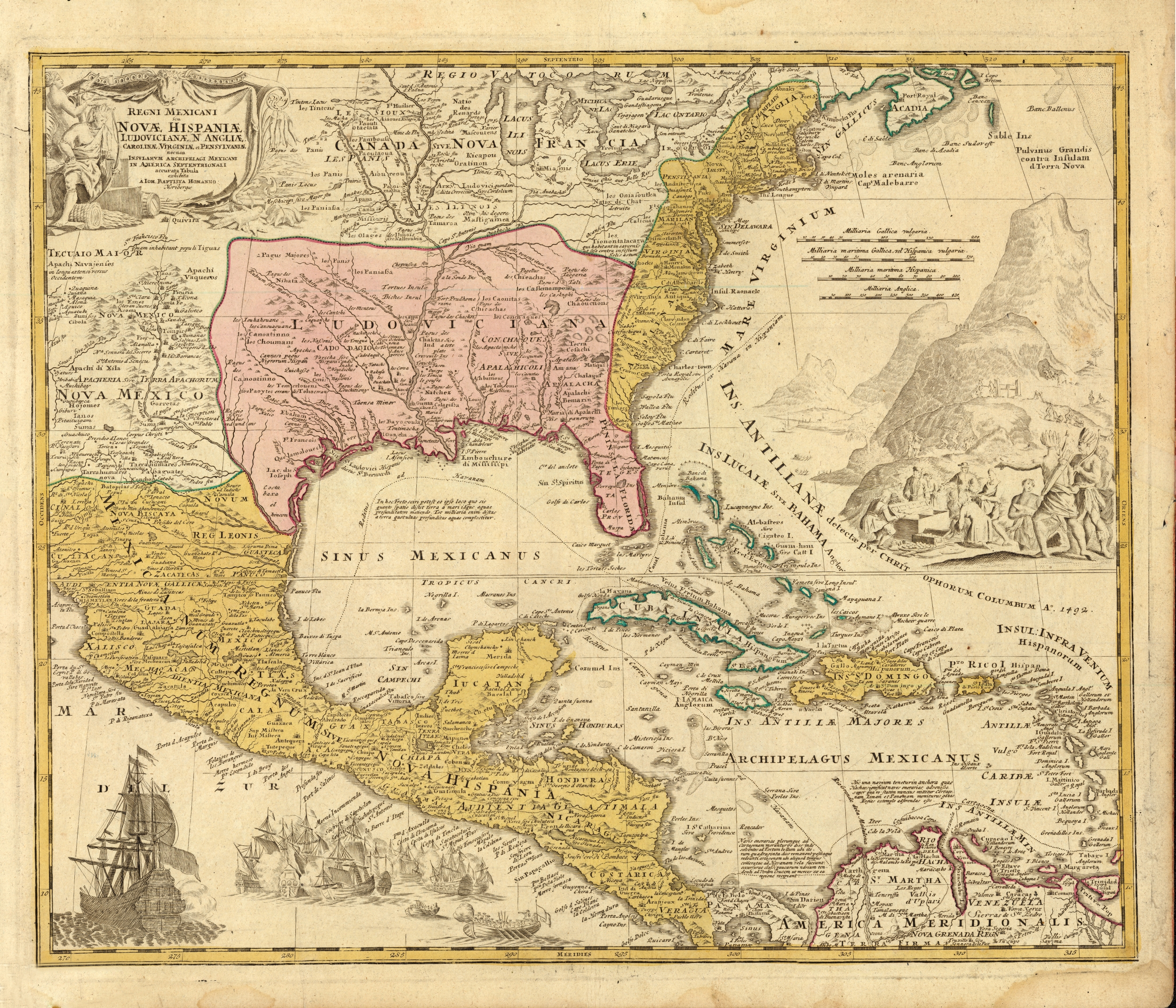 New Spain, English Colonies, and New France, 1712