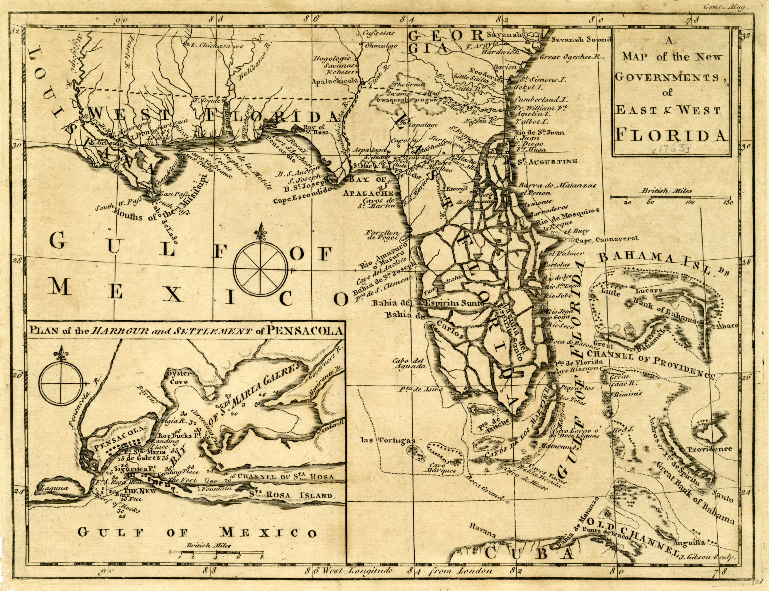 Map of East and West Florida, 1763