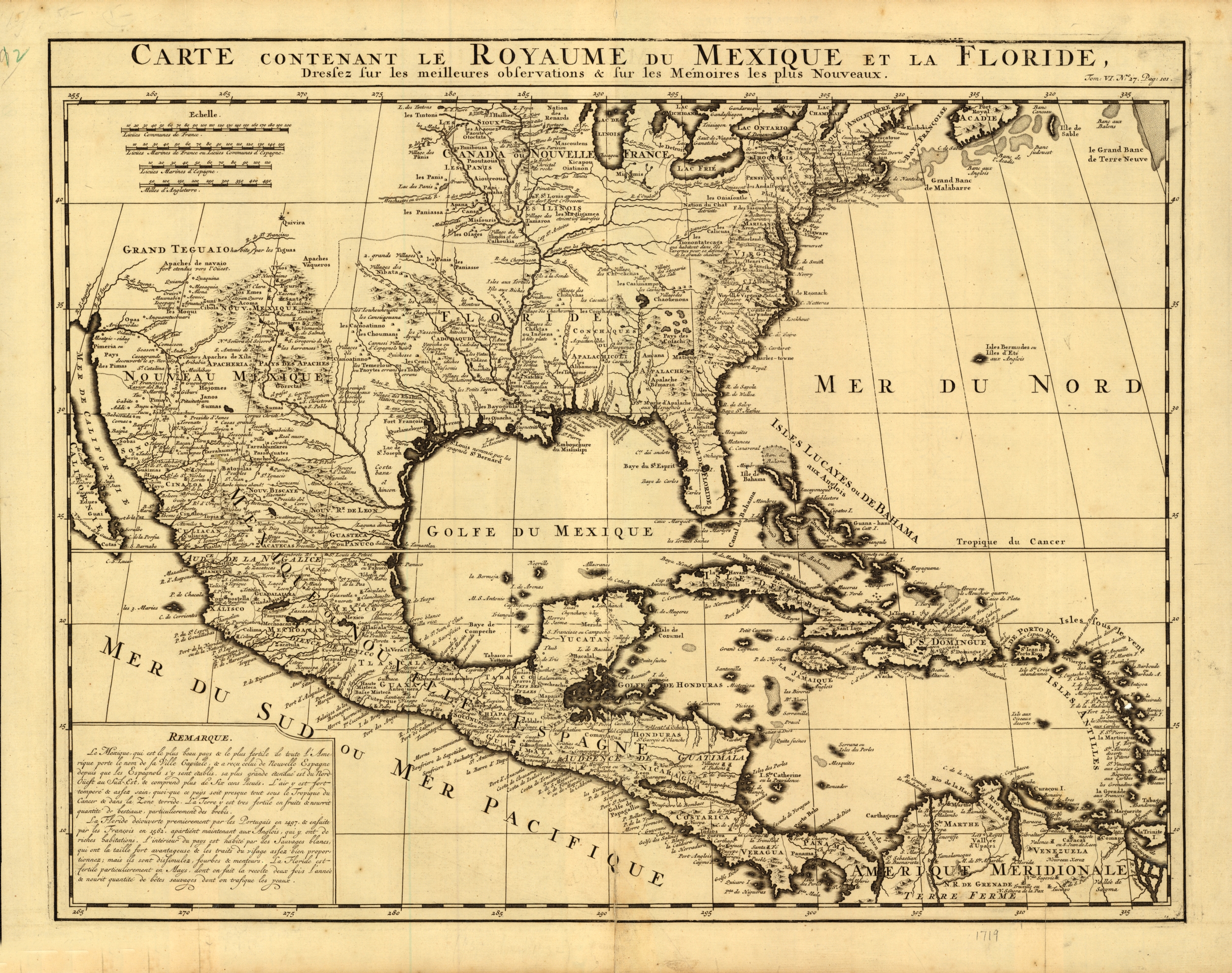 Map of Mexico and Florida, c. 1750