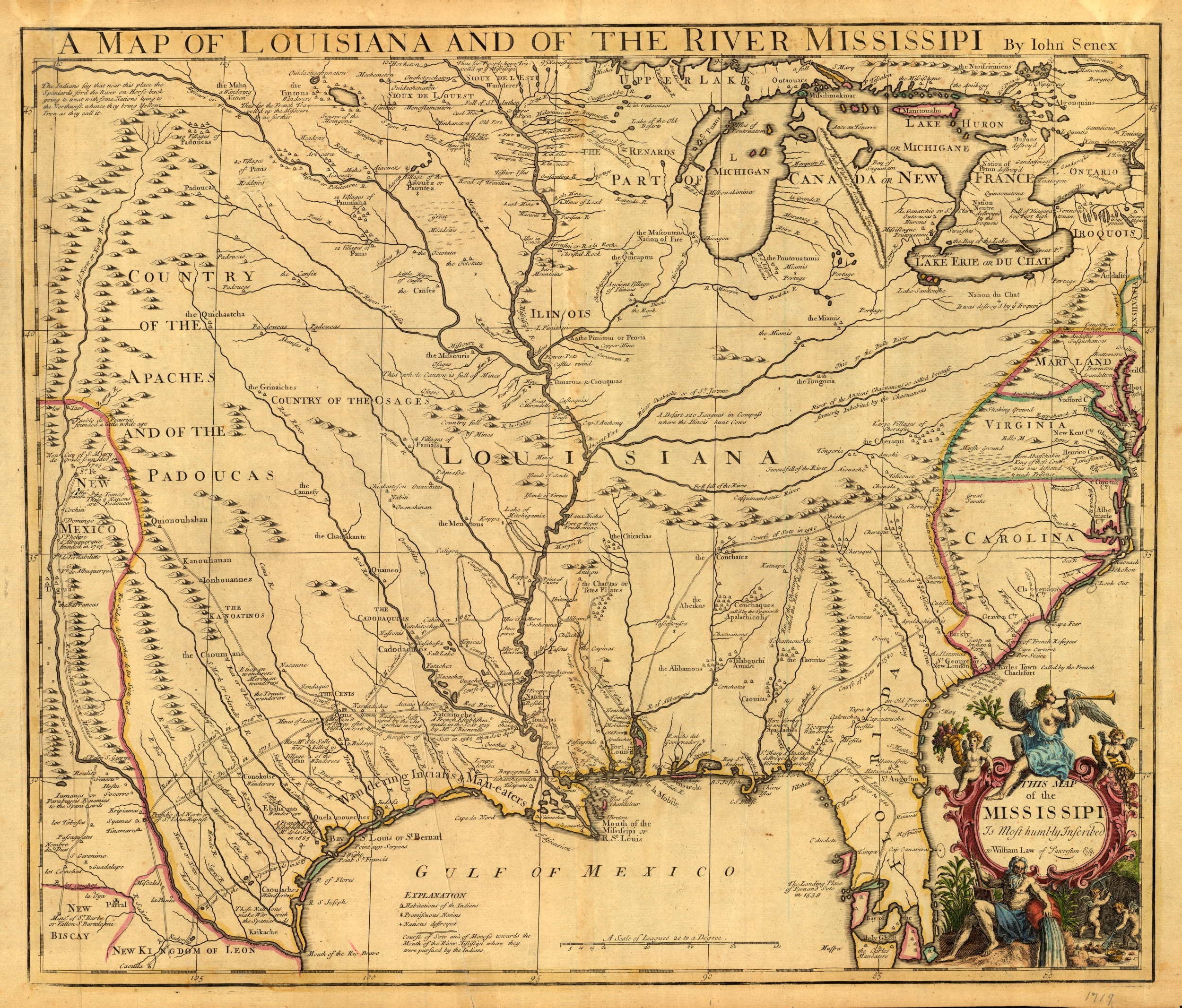 Map of Louisiana and of the River Mississipi, 1719