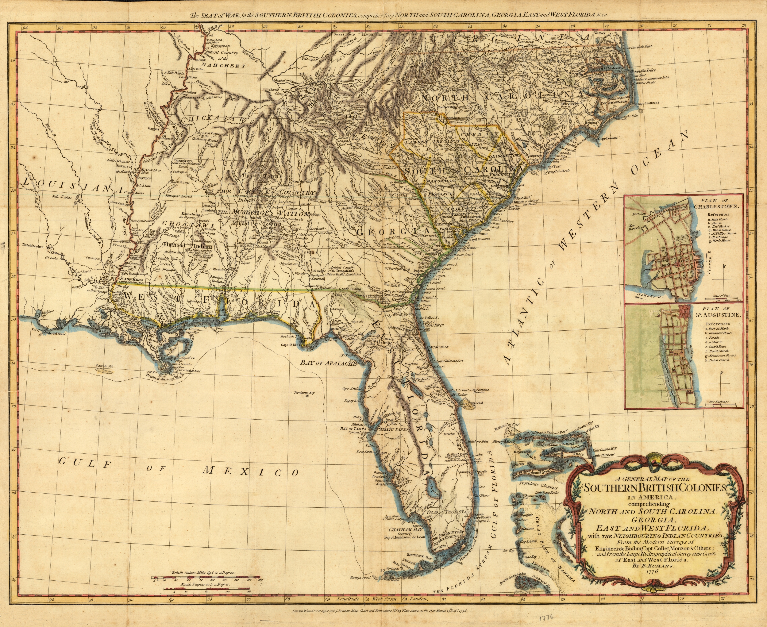 Map of Southern British Colonies Including Florida, 1776