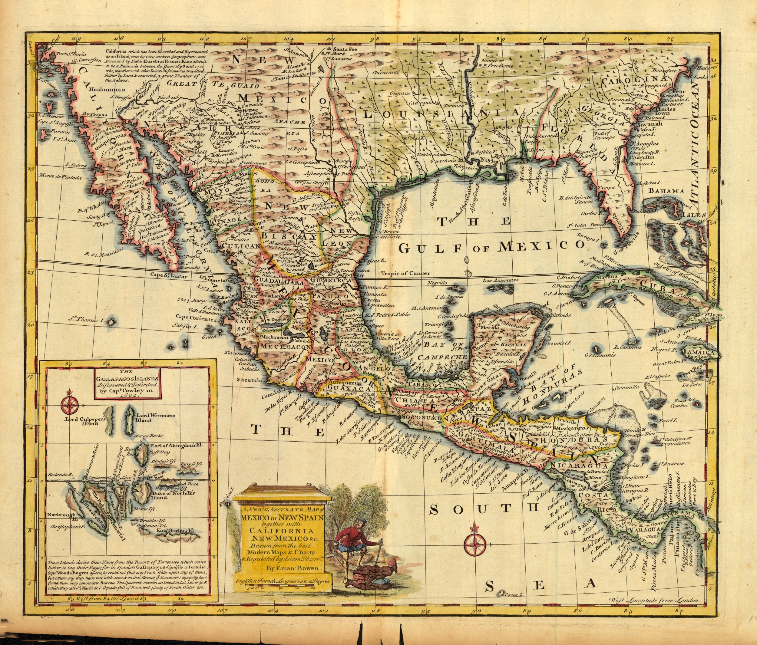 Map of Mexico, California, New Mexico, 1752