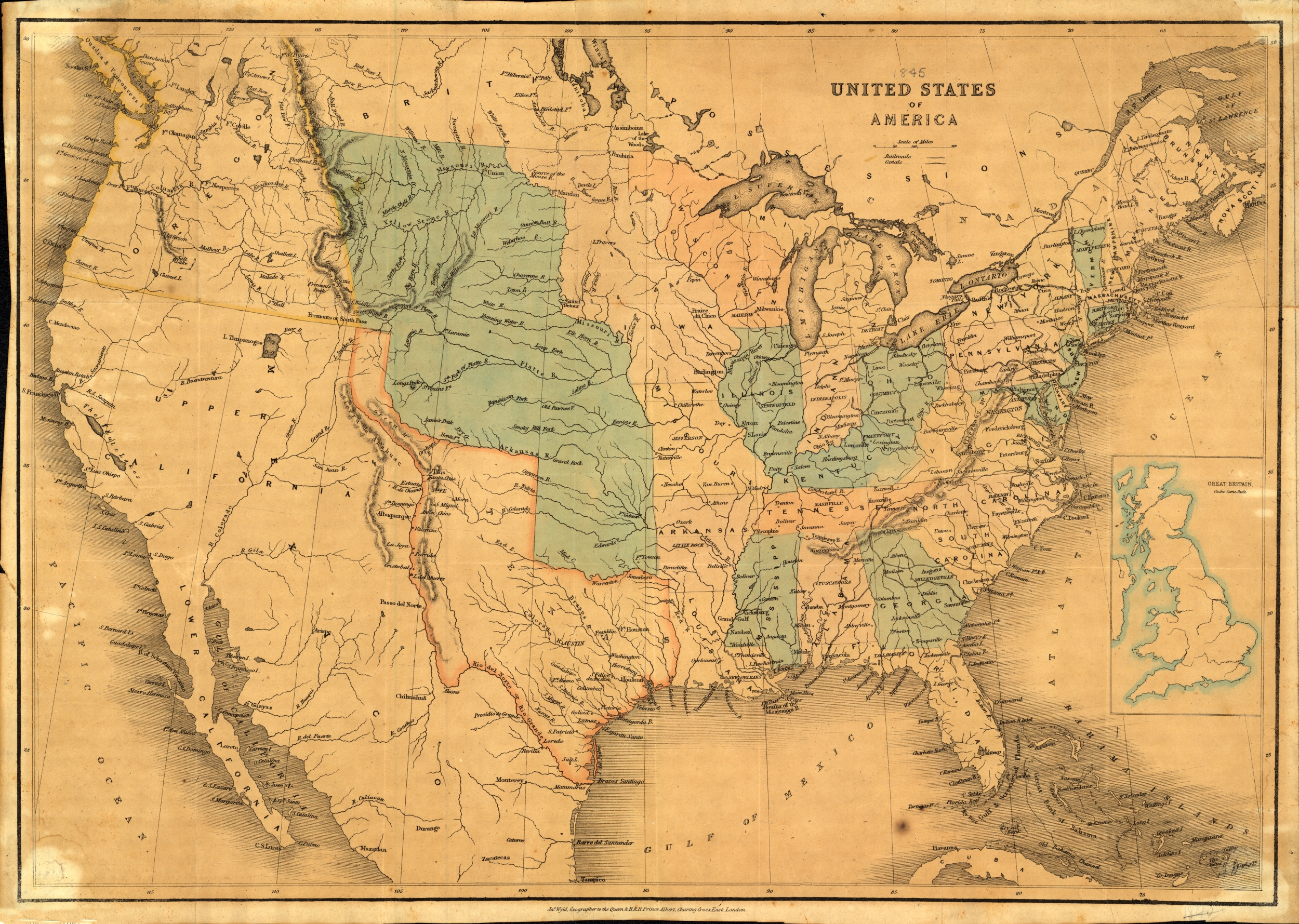 Map of United States of America, 1845