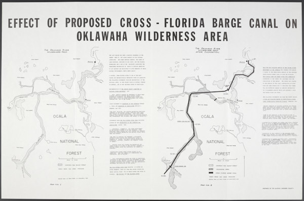 Effect of proposed Cross-Florida Barge Canal on Ocklawaha Wilderness Area, ca. 1964