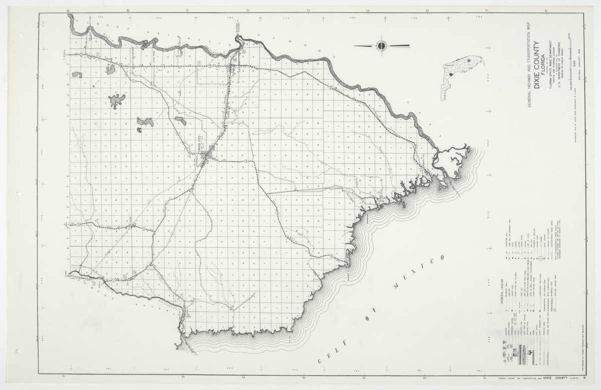 State Road Department Map of Dixie County, 1955