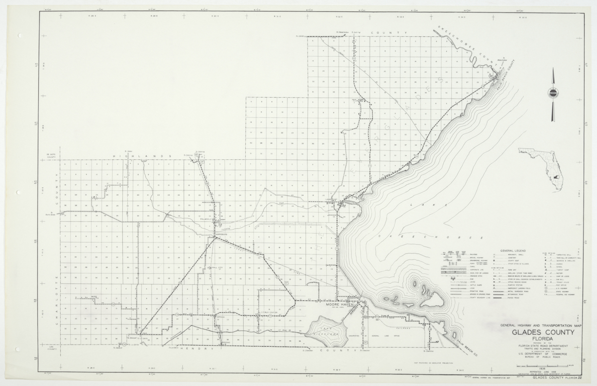 State Road Department Map of Glades County, 1955