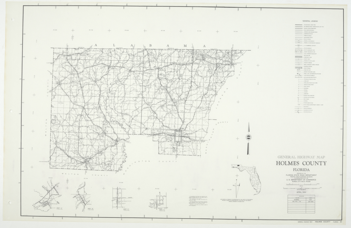 State Road Department Map of Holmes County, 1955