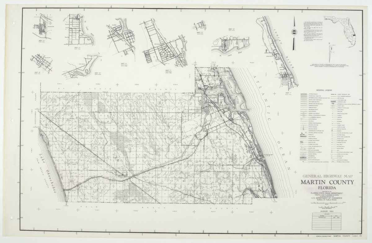 State Road Department Map of Martin County, 1955