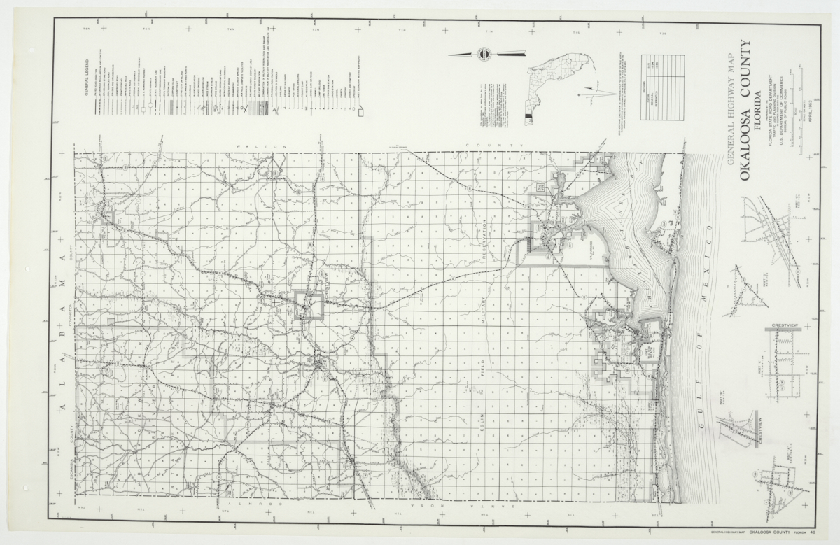 State Road Department Map of Okaloosa County, 1955