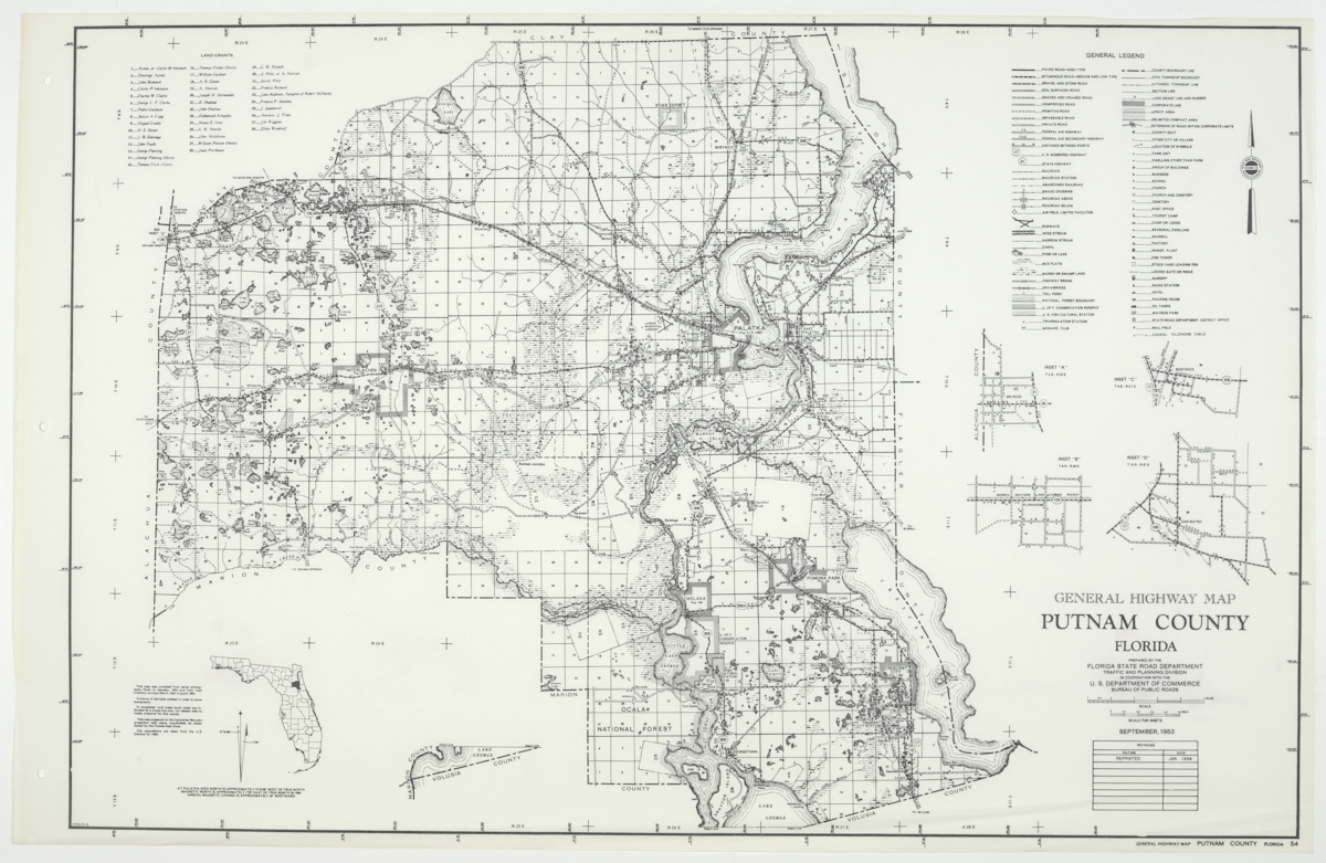 State Road Department Map of Putnam County, 1955