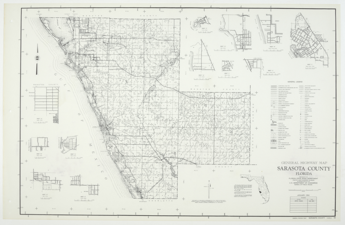 State Road Department Map of Sarasota County, 1955