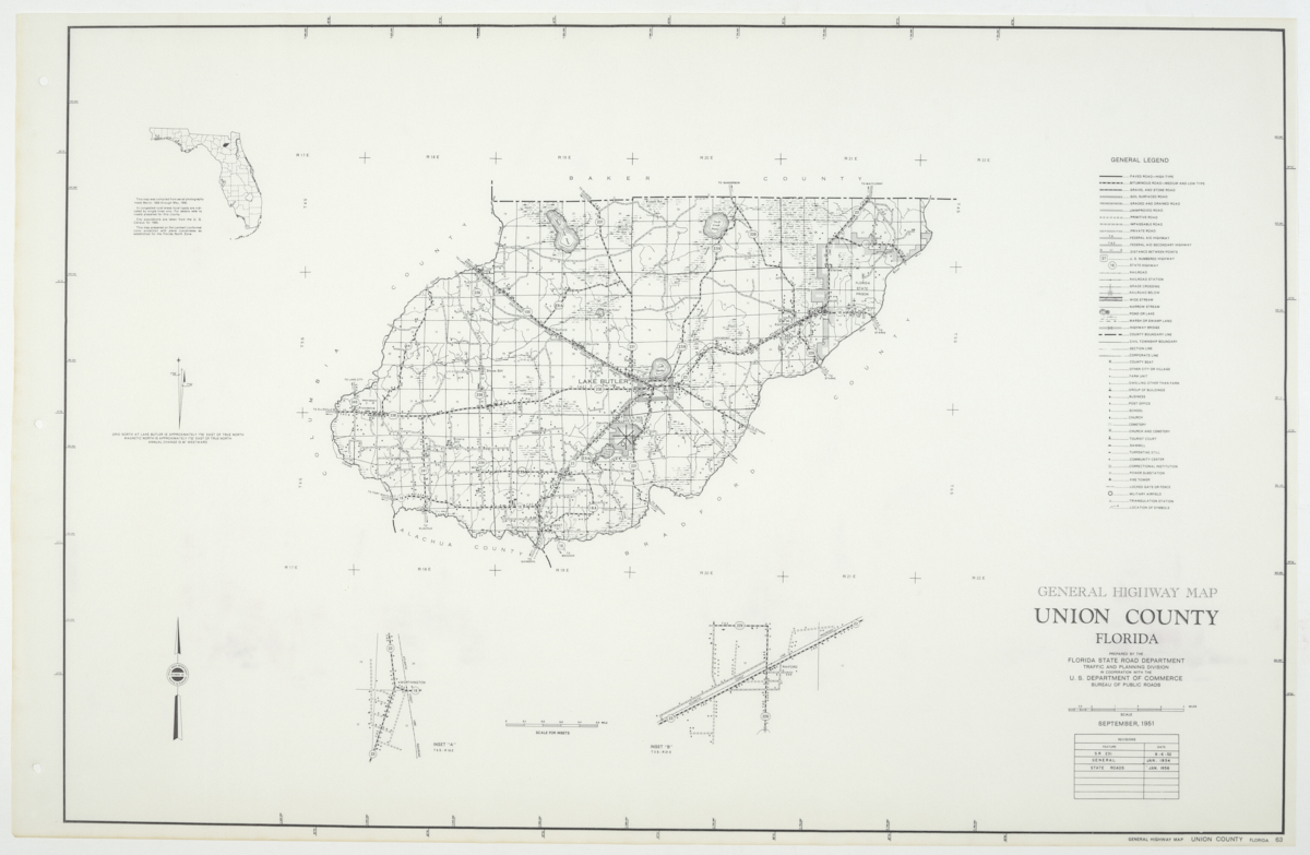 State Road Department Map of Union County, 1955