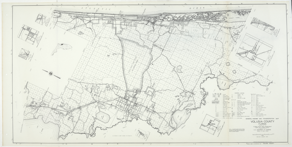 State Road Department Map of Volusia County, 1955