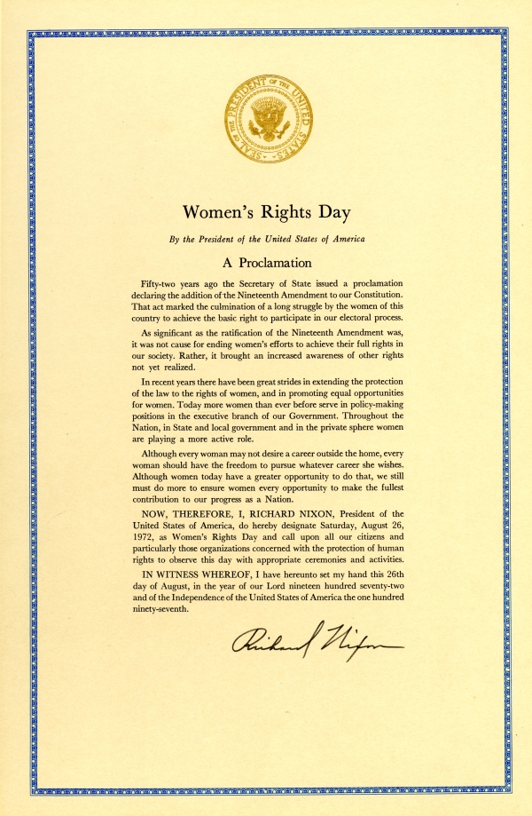 Women's Rights Day Proclamation Presented to Roxcy Bolton by Edward Gurney, 1972