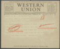 Telegram from the Palm Beach County League of Women Voters to Governor Doyle E. Carlton Regarding a Banking Bill, 1929
