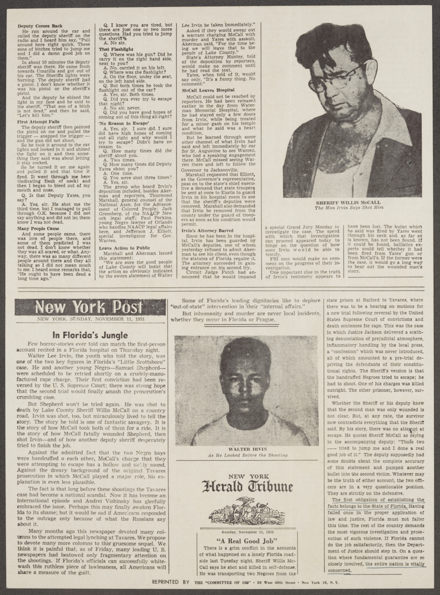 Prisoner's Story of Florida Killing Article, 1951