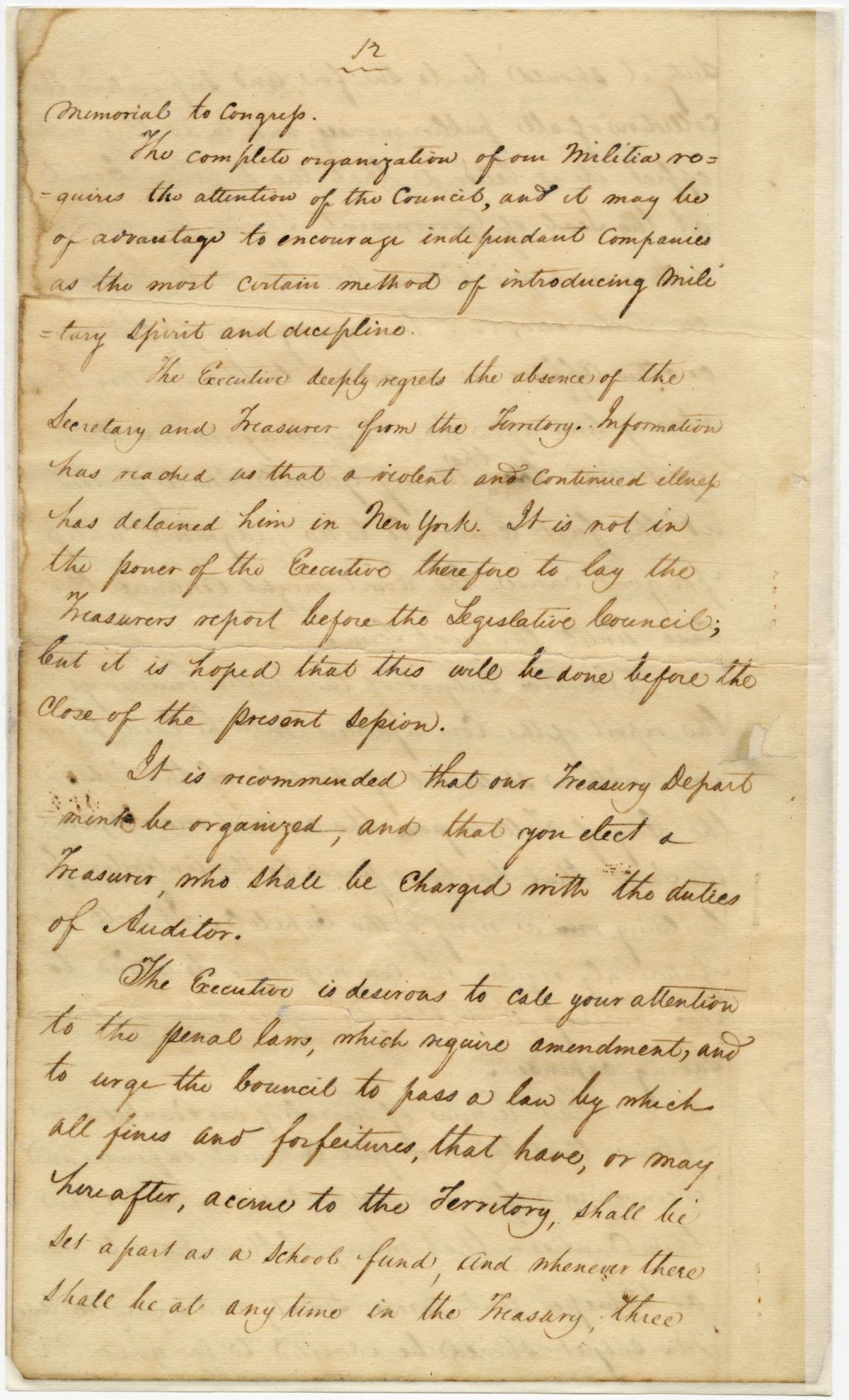 Territorial Governor William Pope Duval's Message to Legislative Council, 1826