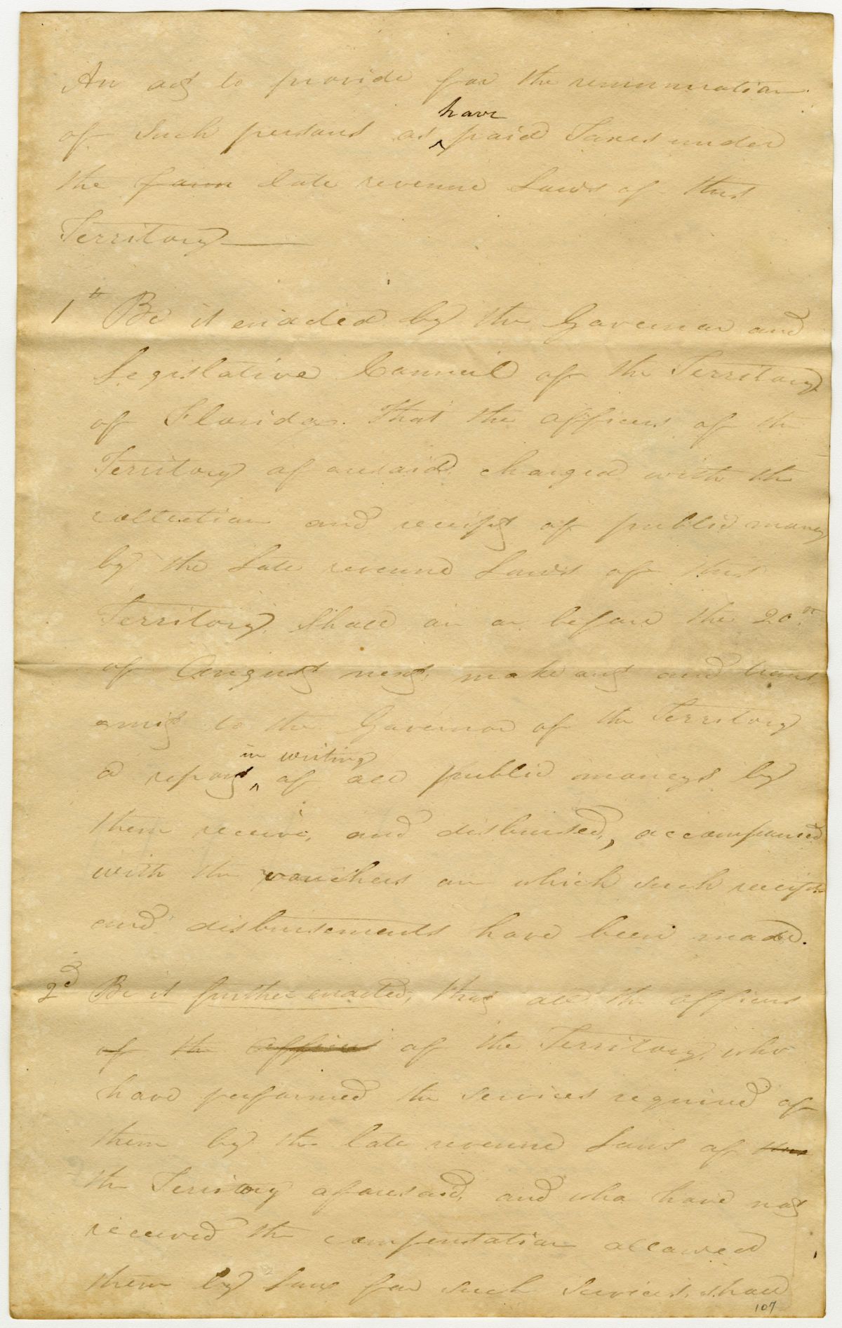 Draft of an Act to Refund Taxes Collected Under a Previous Revenue Law, 1823