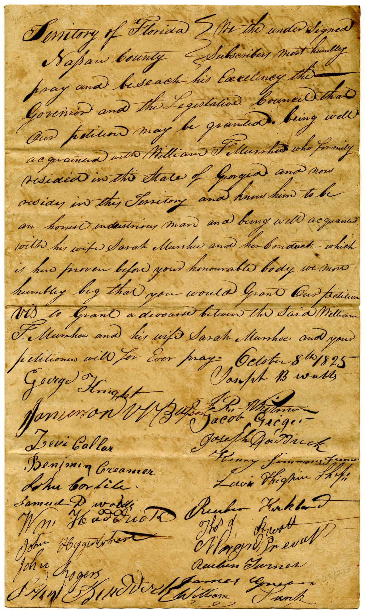 Divorce Petitions of William F. Murrhee, 1825