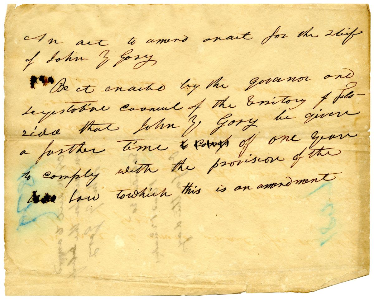 Draft of an Act to Amend an Act for the Relief of John Y. Garey, circa 1827