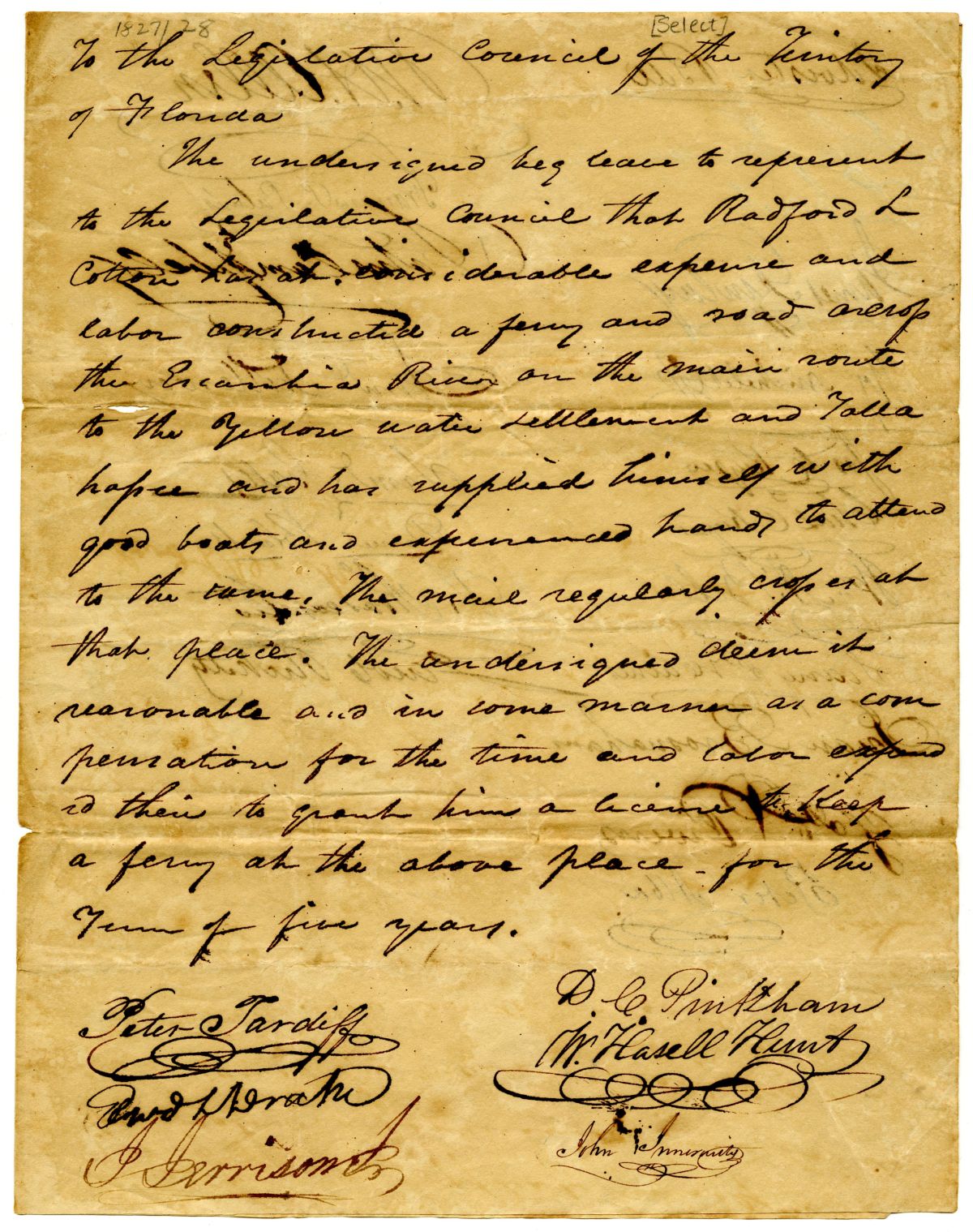 Petition of Citizens Requesting that Radford L. Cotton Be Granted a License for a Ferry, 1827