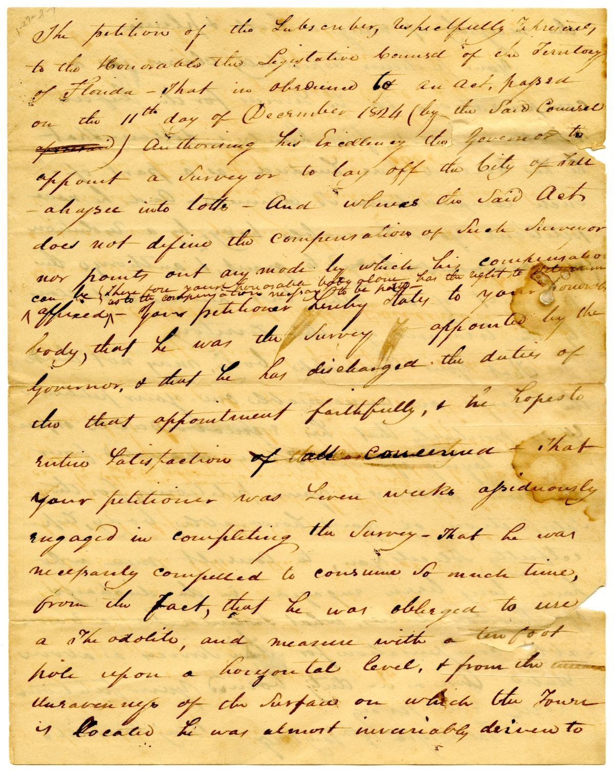 Petition of Benjamin Tennille Requesting Compensation for Survey Work, 1827