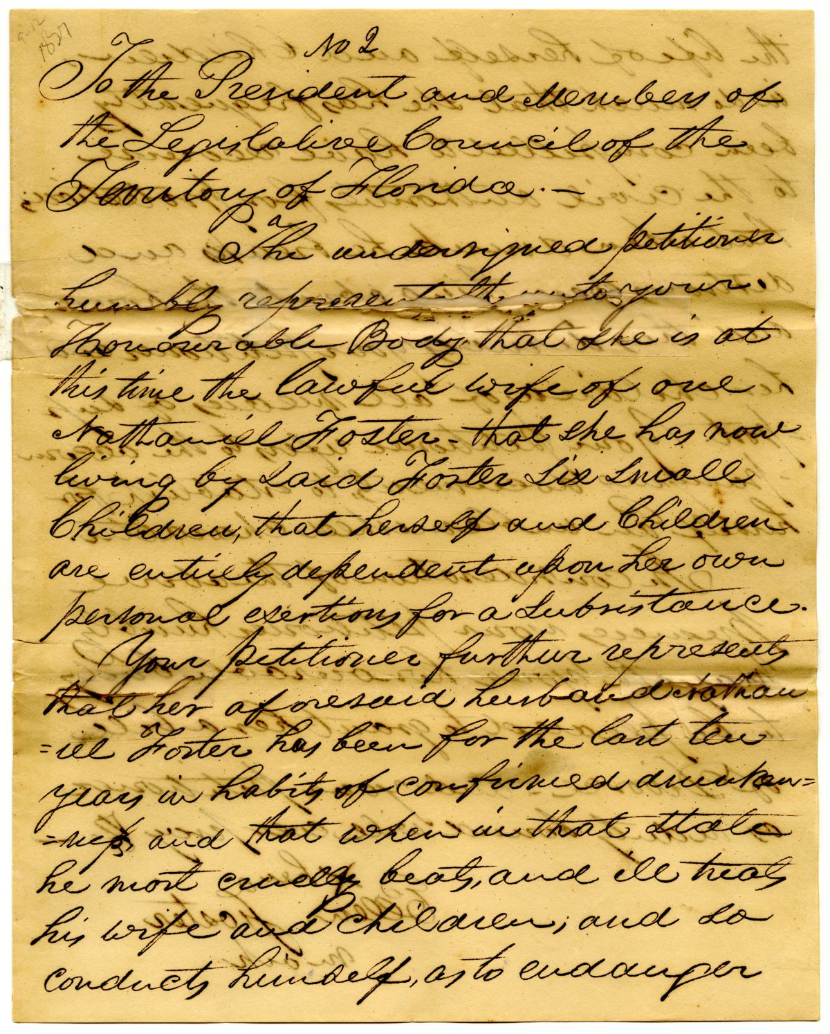 Divorce Petition of Ellen Foster with Affidavits in Support of Petition, 1829