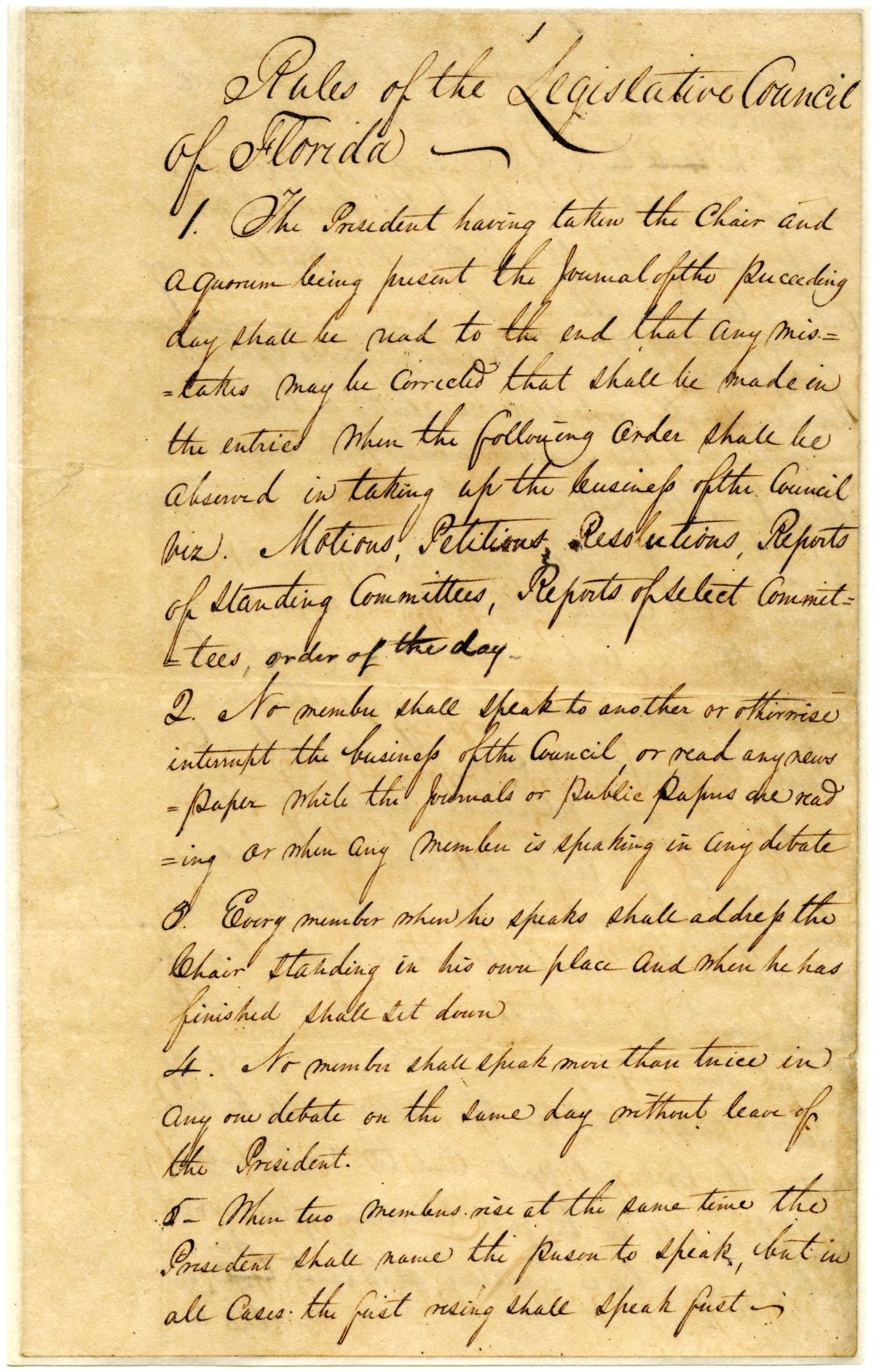 Rules of the Territorial Legislative Council of the Territory of Florida, 1827