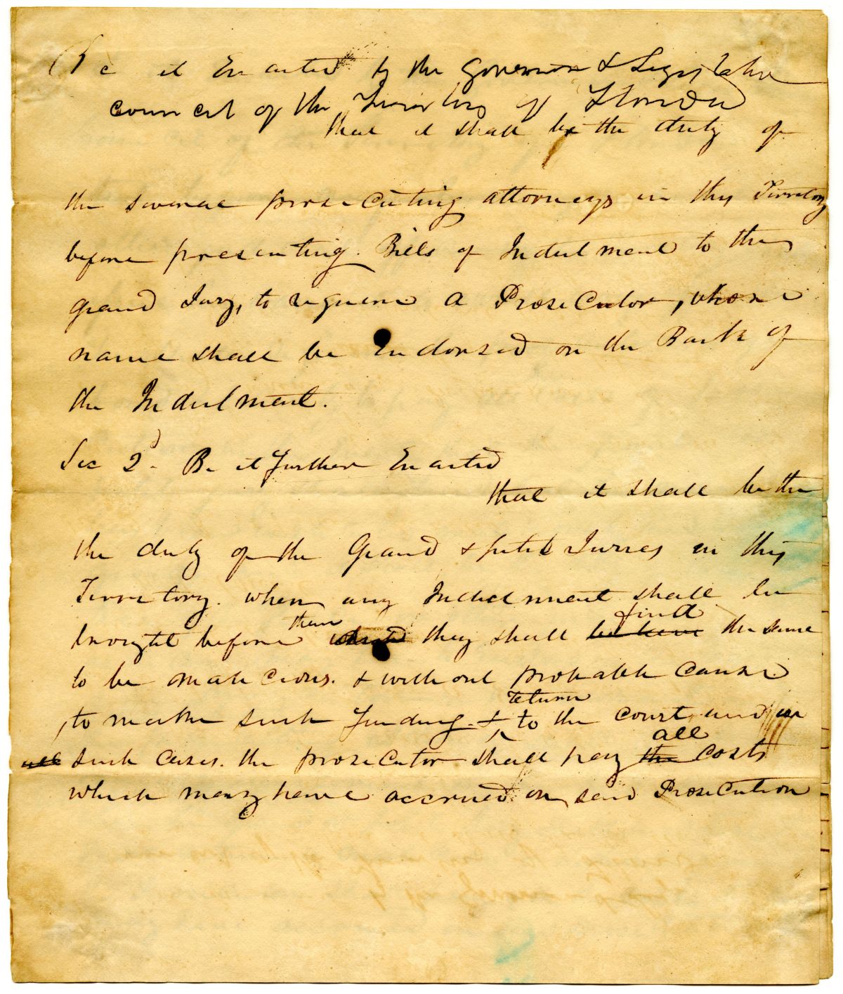 Draft of an Act Concerning Criminals and to Repeal an Act Therein Mentioned, 1831