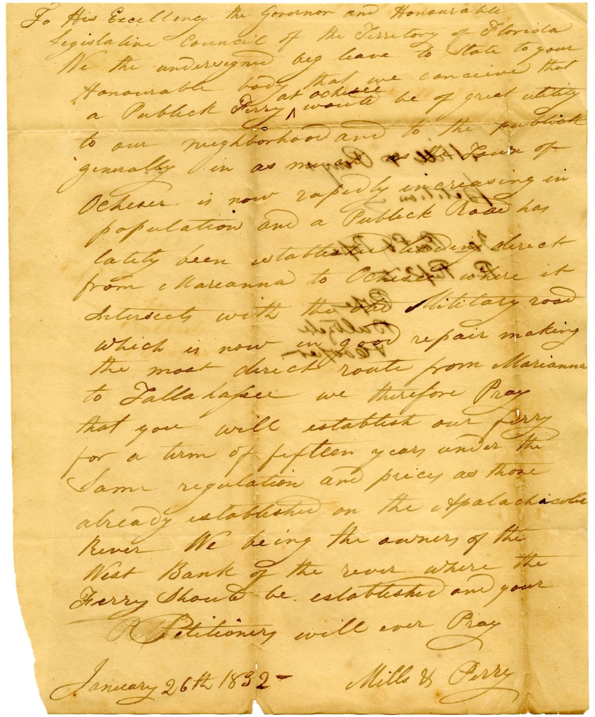 Petition of Citizens Requesting the Establishment of a Public Ferry at Ocheesee, 1832