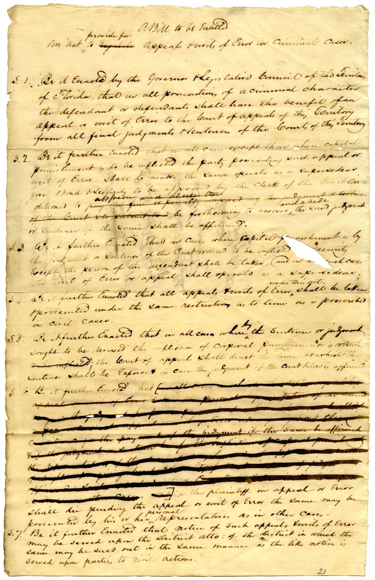 Draft of an Act to Provide for Appeals and Writs of Error in Criminal Cases, 1833