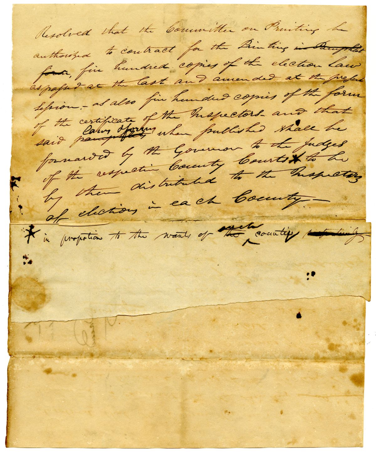 Resolution Concerning the Printing and Distribution of Election Law, 1834