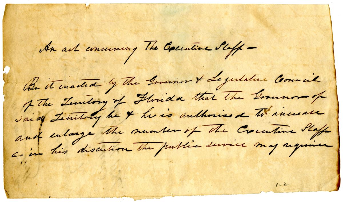 Draft of an Act Concerning the Executive Staff, 1836