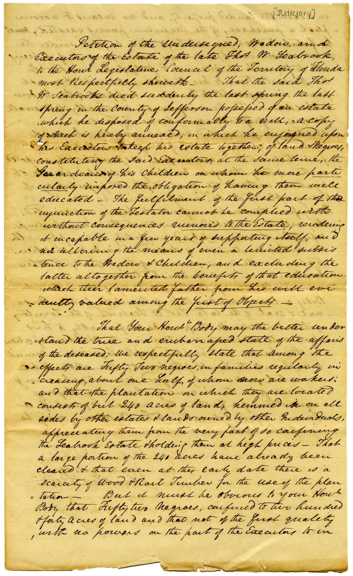 Petition of the Widow and Executors of Thomas W. Seabrook, 1836