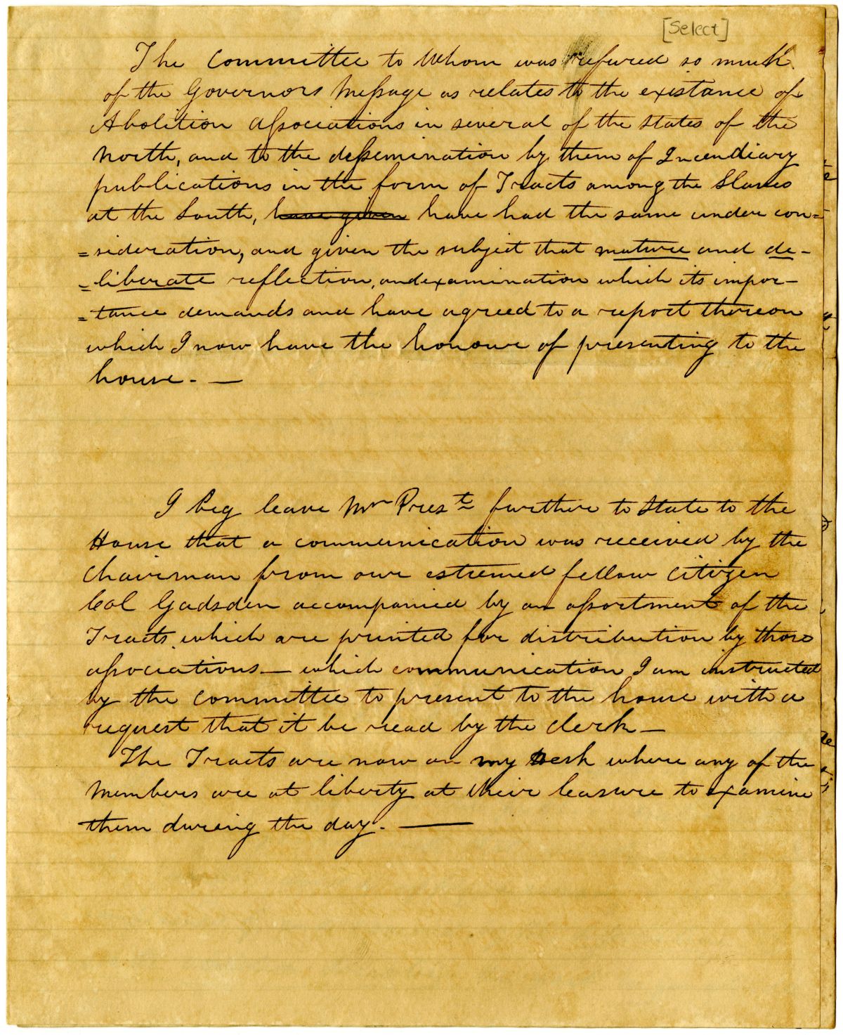 Report of the Committee to Whom Was Referred the Governor's Message on Abolition Associations, 1836