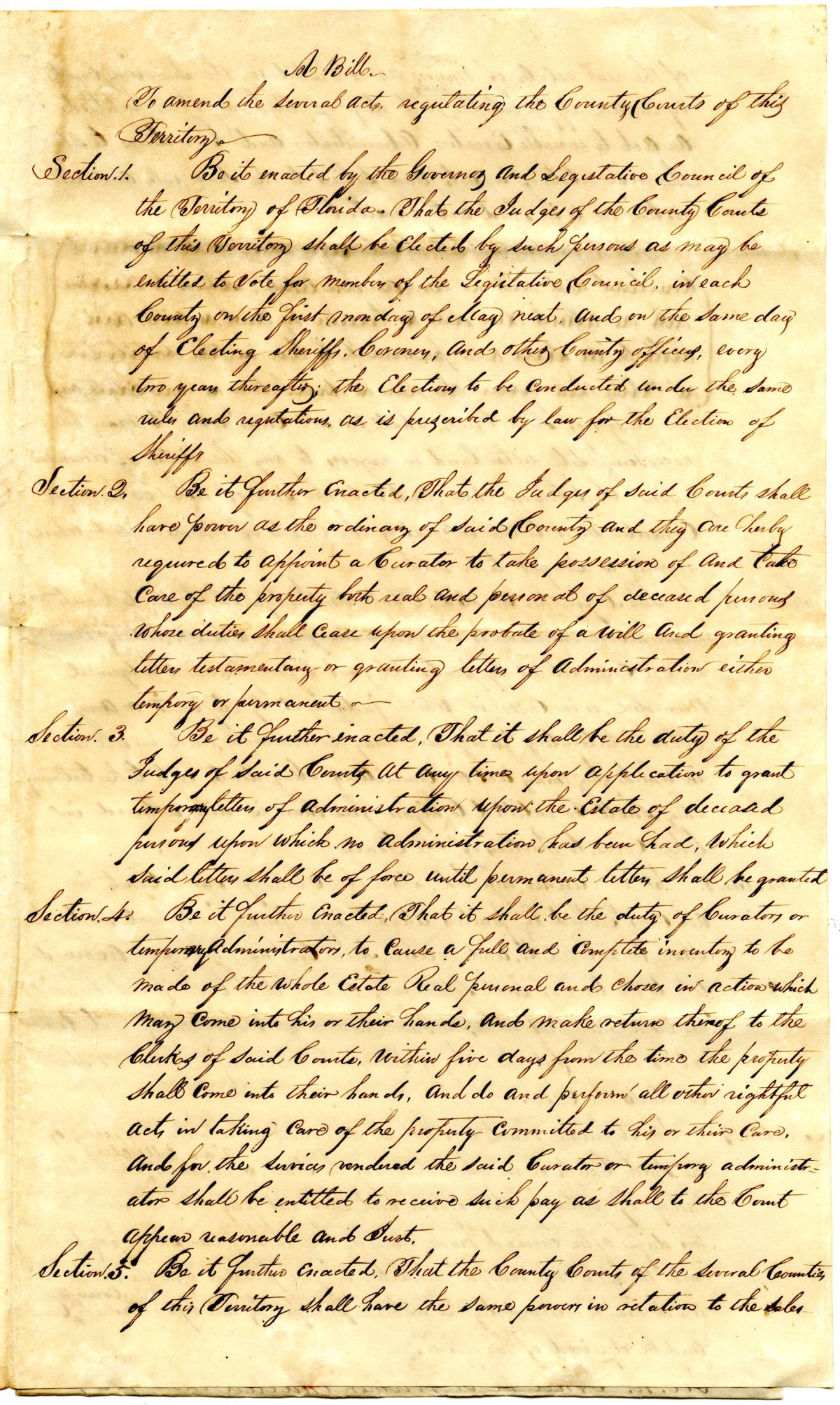 Draft of an Act to Amend the Several Acts Regulating the County Courts of this Territory, 1838