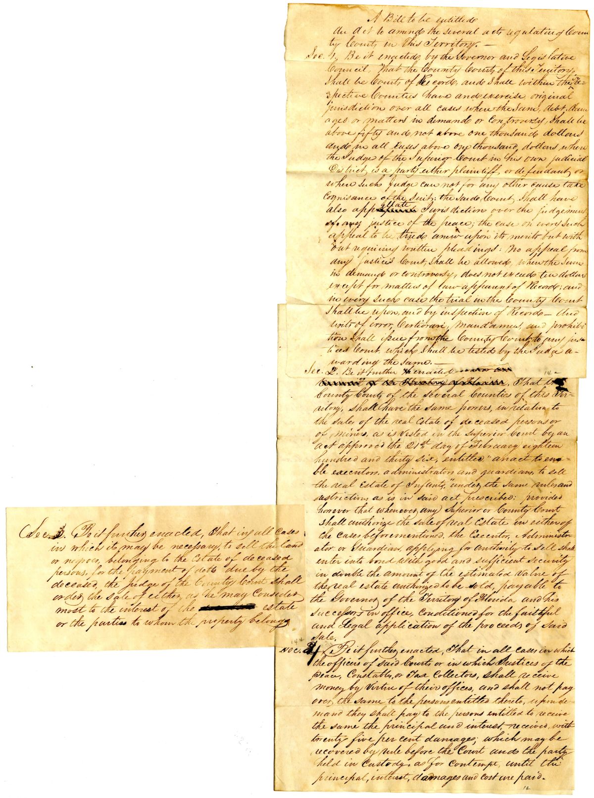 Draft of an Act to Amend the Several Acts Regulating County Courts in this Territory, 1838