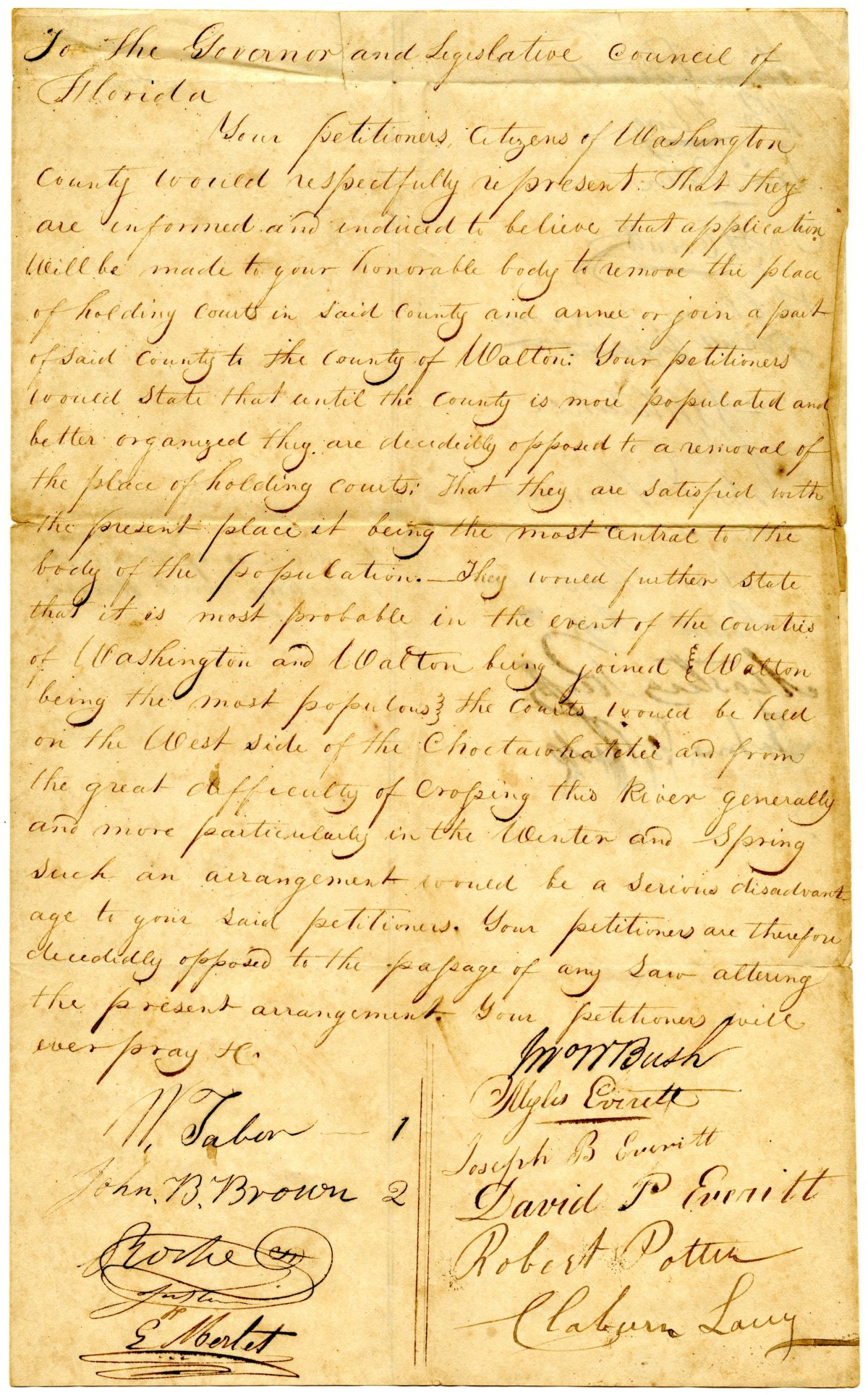 Petition of Citizens of Washington County Opposing Any Alteration of Washington County, circa 1830s