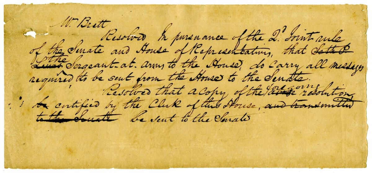 Resolution Requiring the Sergeant-at-Arms to Carry Messages from the House to the Senate, 1839