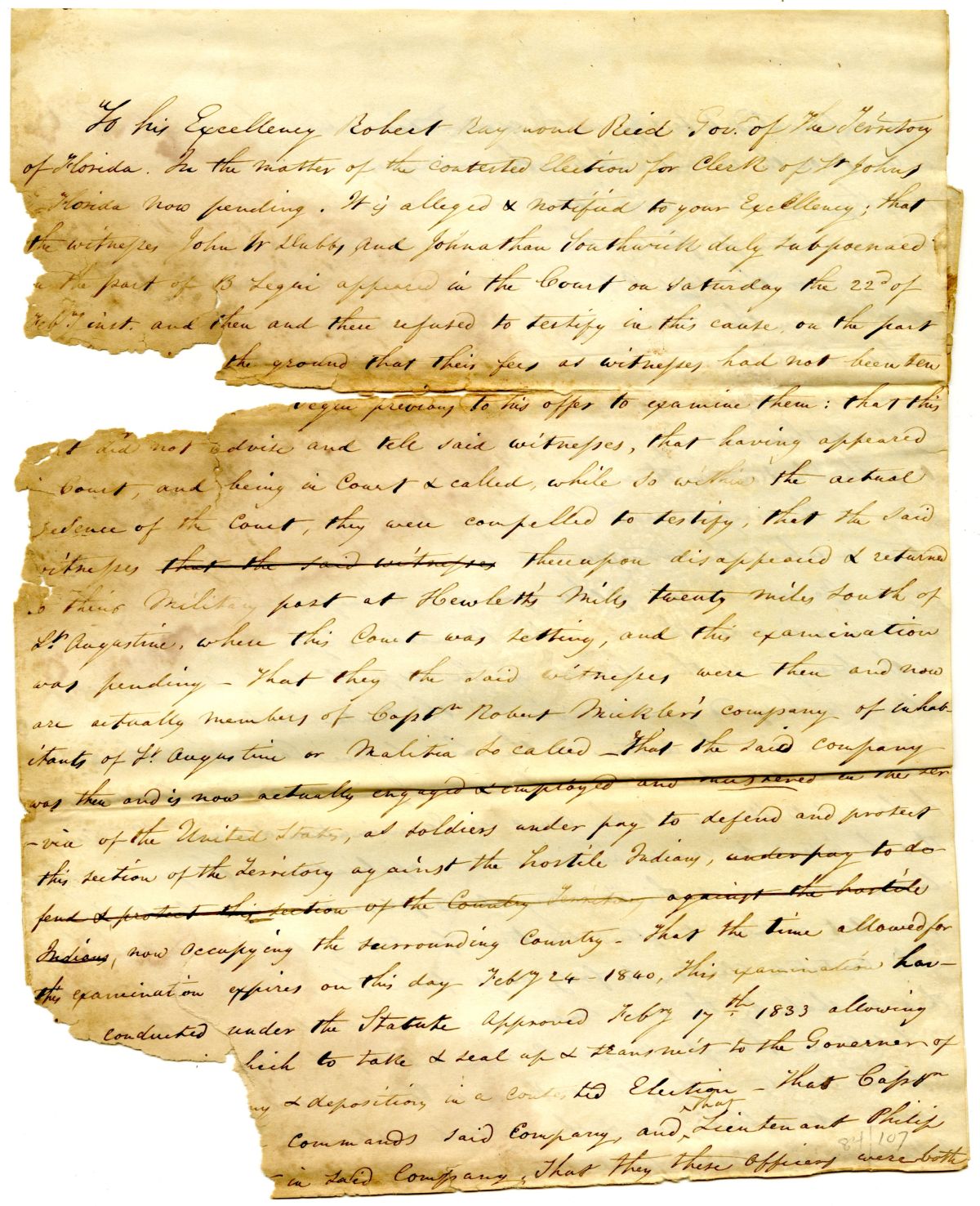 Petition of Bernardo Segui Requesting that the Governor Suspend His Decision on a Contested Election, 1840