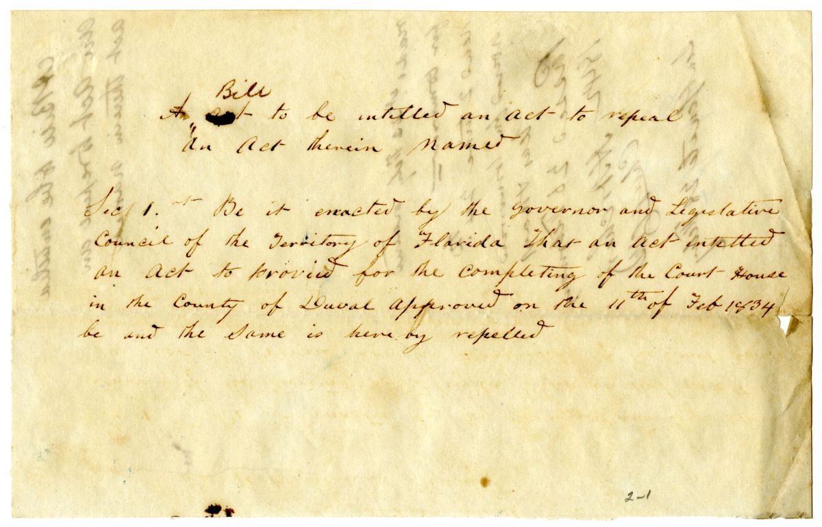 Draft of an Act to Be Entitled an Act to Repeal an Act Therein Named, 1842