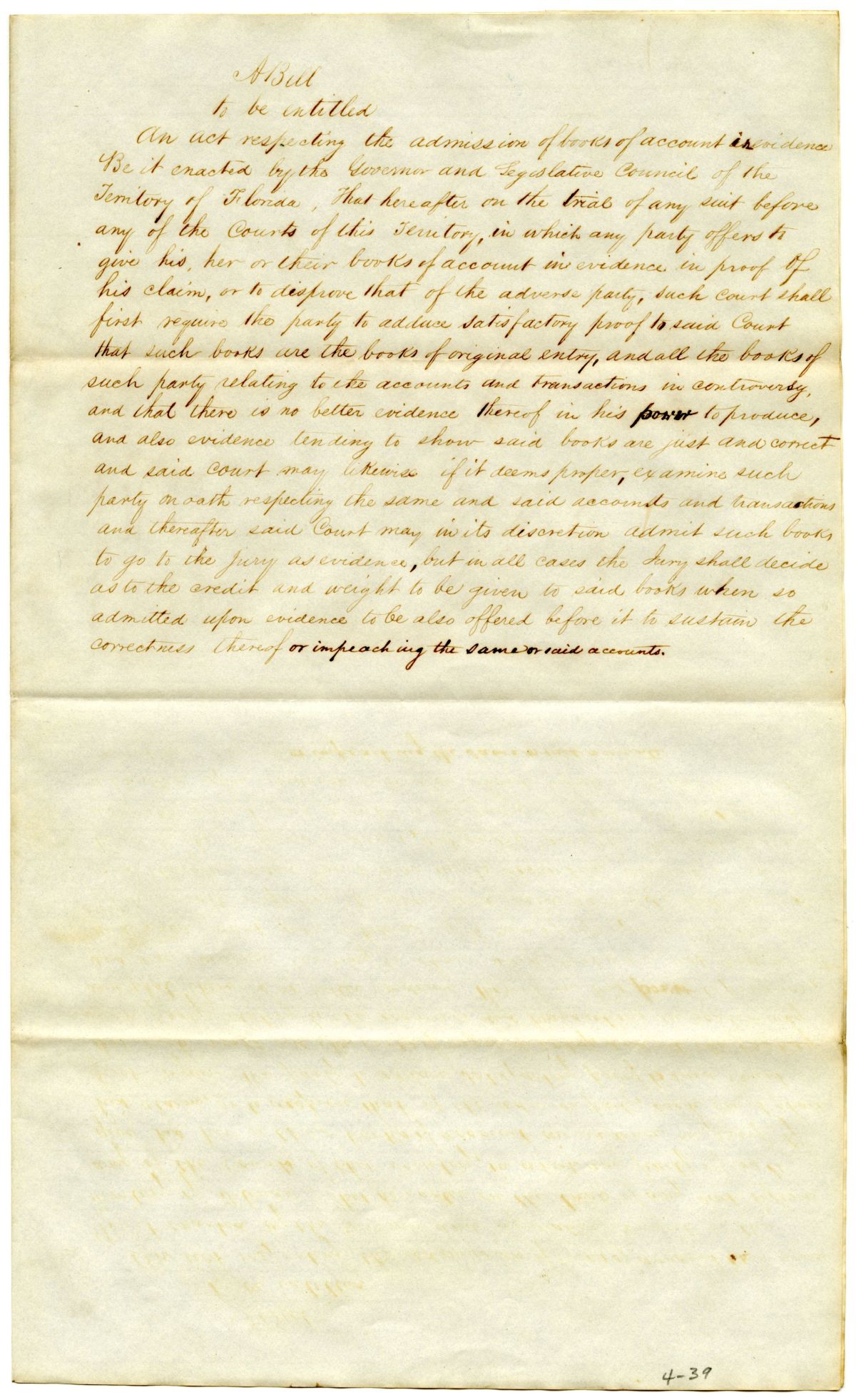 Draft of an Act Respecting the Admission of Books of Account in Evidence, 1842