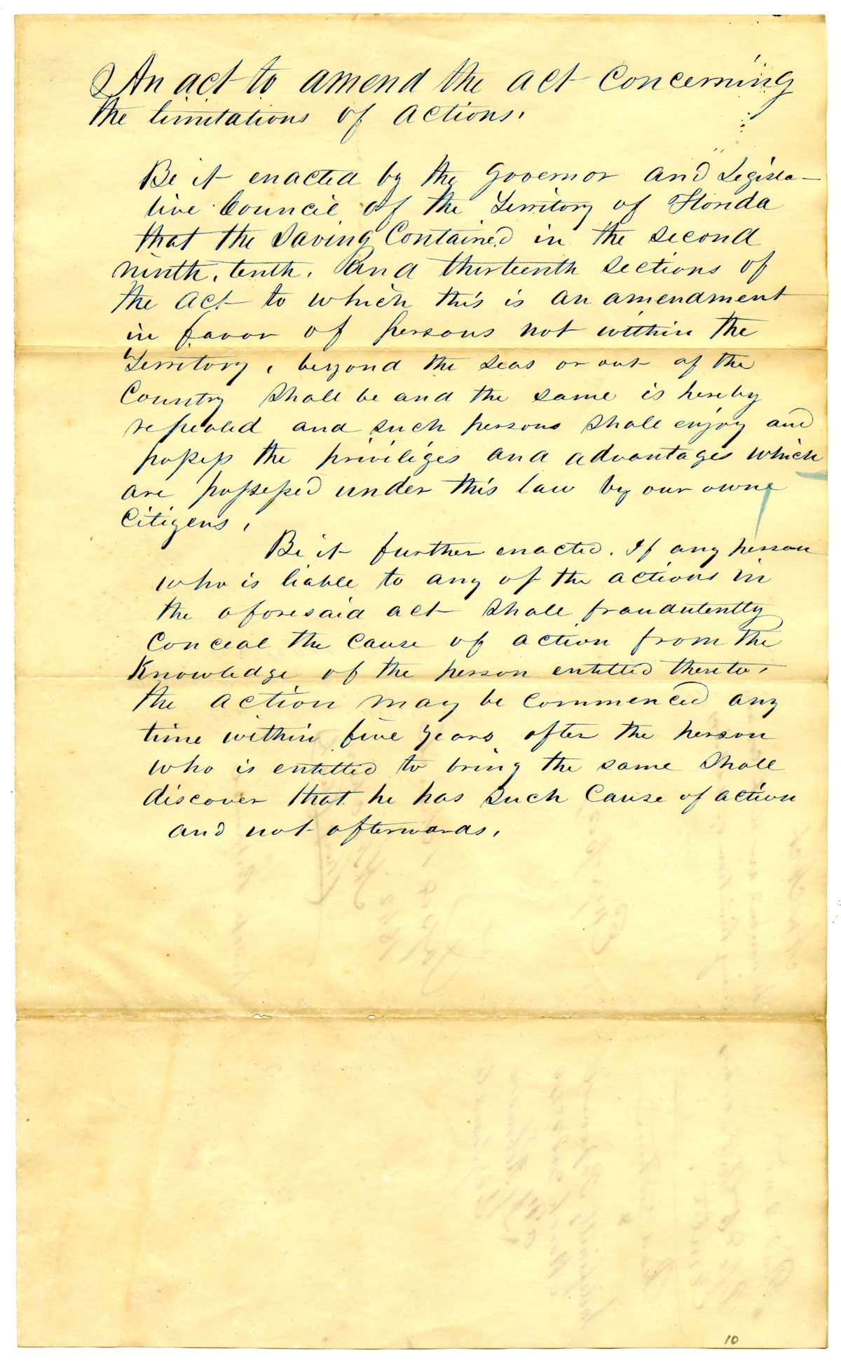 Draft of an Act to Amend the Act Concerning the Limitation of Actions, 1842