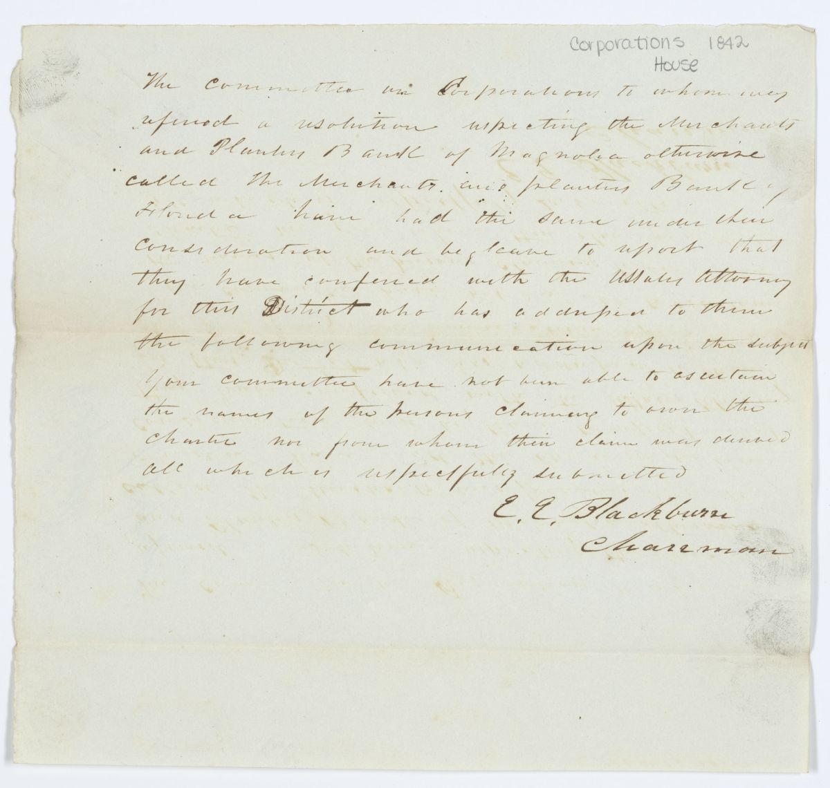 Report of the Committee on Corporations, circa 1842