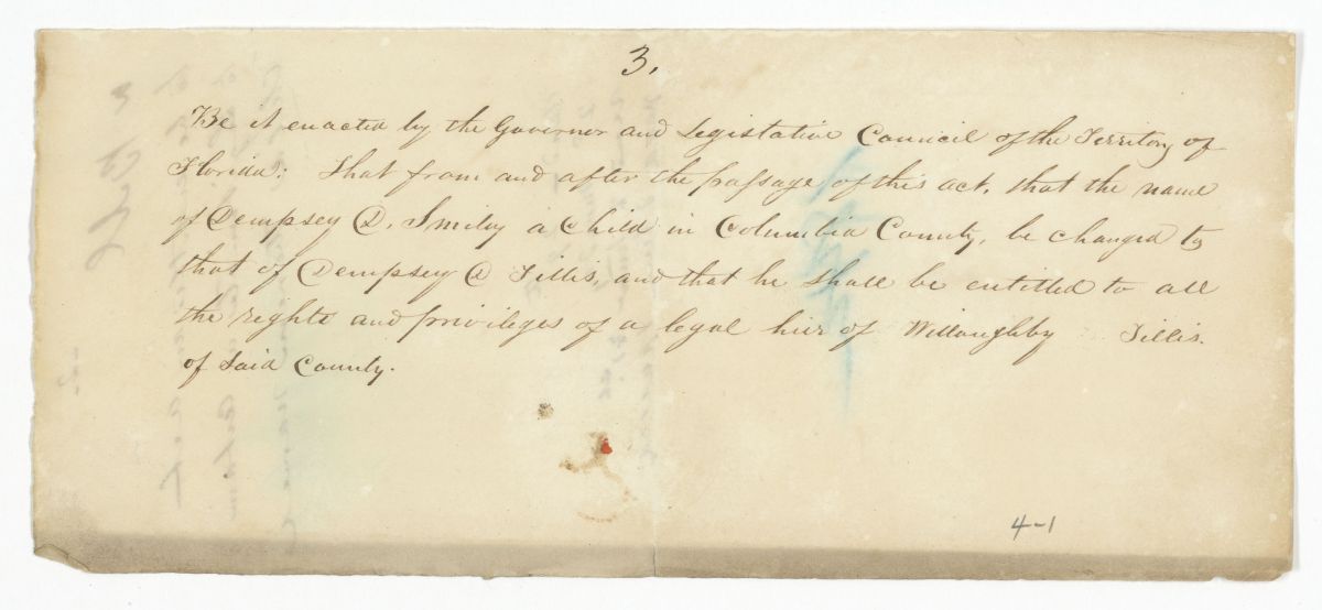 Draft of an Act Changing the Name of a Child, circa 1842